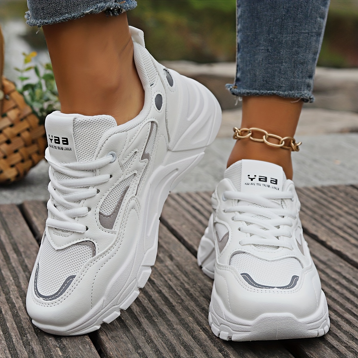 

Women's Colorblock Casual Sneakers, Lace Up Soft Sole Platform Walking Shoes, Low-top Breathable Trainers