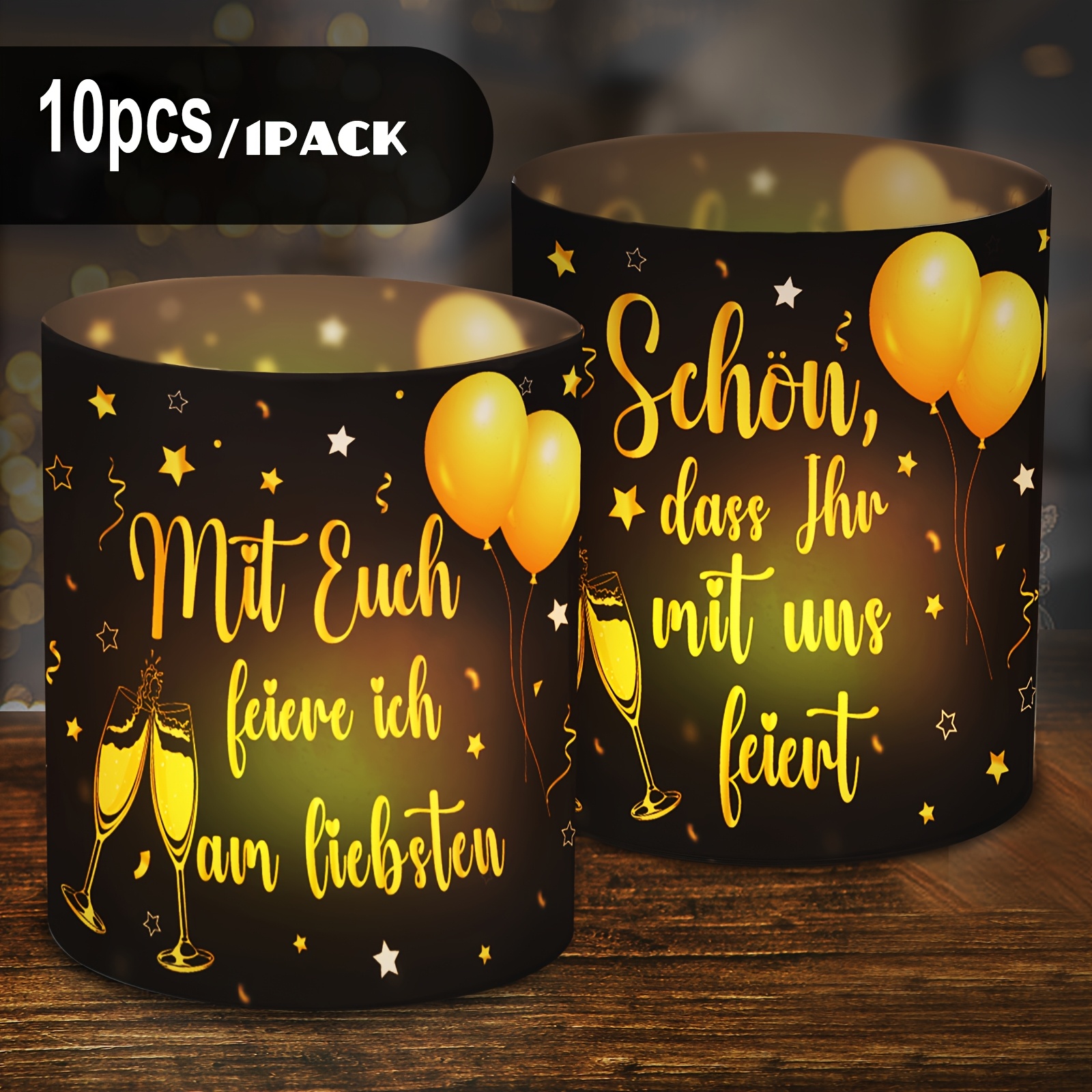 E-shop 10 Stück schwarze und goldene Geburtstagsdeko mit der "Nice to " sowie festlichen Haltern, schwarzen und goldenen Ballons und sternförmigen