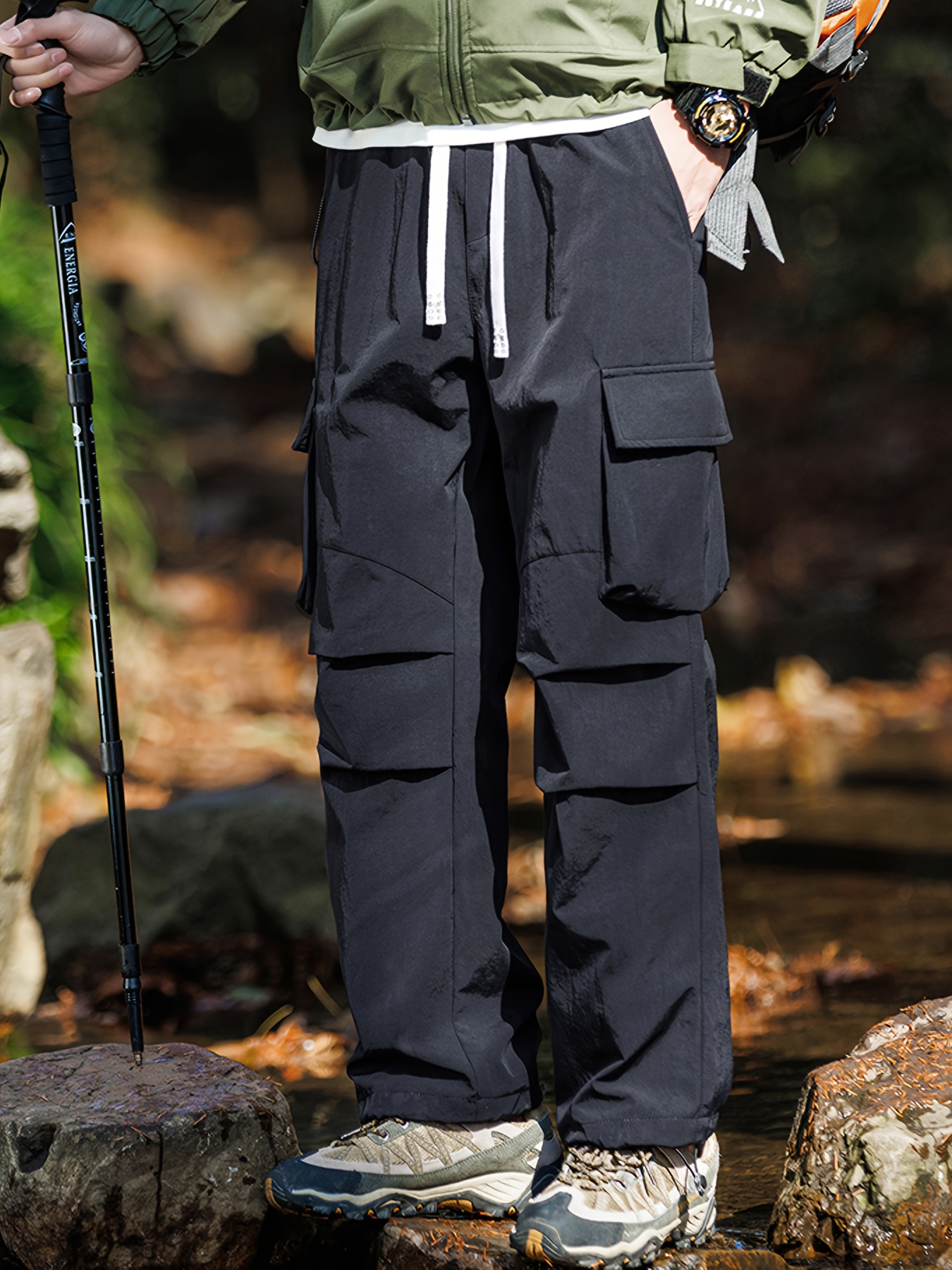 mens nylon 100 quick dry cargo pants outdoor hiking trousers
