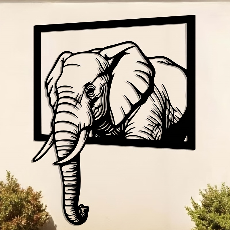 TEMU Single Piece, Metal Wall Art Sculpture, 40 Cm, Modern Laser-cut Metal African Wildlife Wall Art, Iron Art Wall Decoration For Indoor And Outdoor