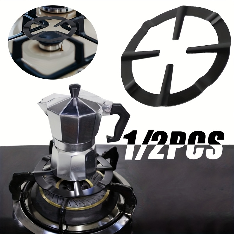 stainless steel espresso maker with black handle and gas stove compatible heating   2pcs set details 0