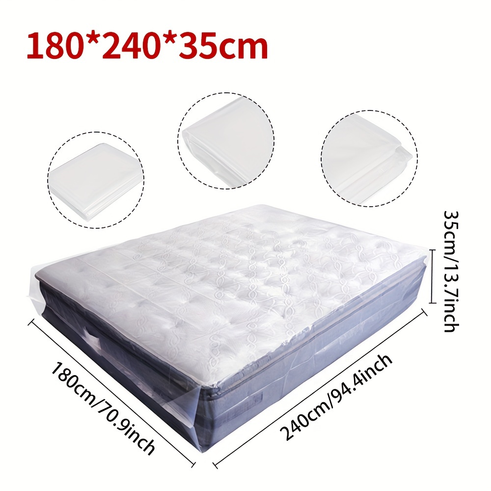 TEMU -large Transparent Mattress Bag - 120x180x240cm, Dust & Moisture , Thick Pe Material For And Storage