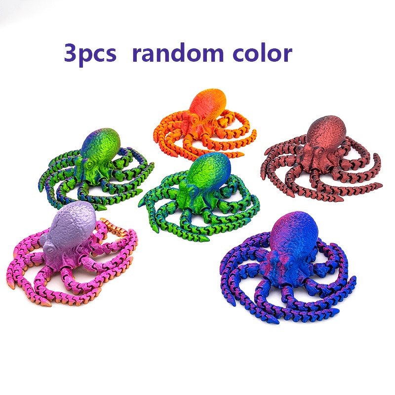 TEMU Set da 3 pezzi (colori casuali) - Polpo vivace con tentacoli mobili, giocattolo da scrivania per il relax, divertente gadget fidget