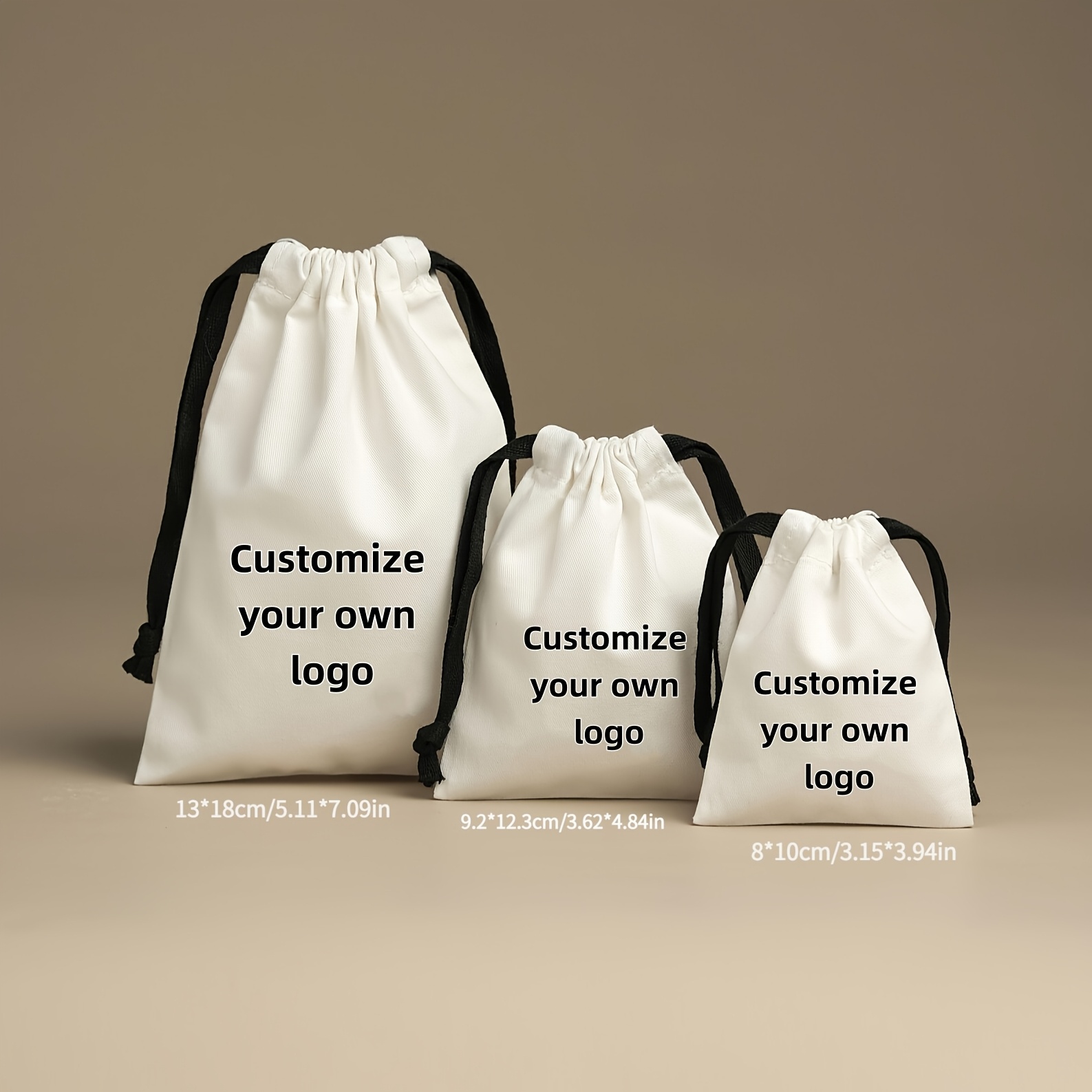 Personalized Black Rope Drawstring Dust Bag for Jewellery