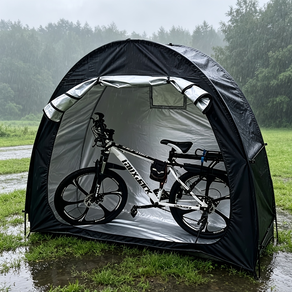 TEMU 1pc Portable Bicycle Storage Tent Shelter Equipment Cover Shed Outdoor With Packing Bag