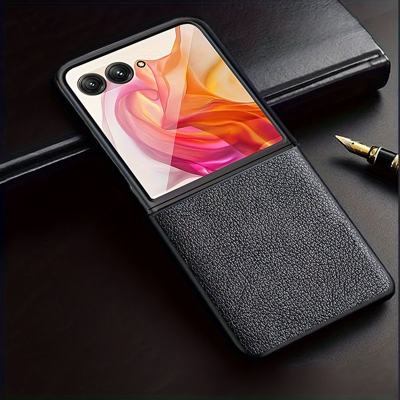 TEMU Premium Artificial Pu Leathe Mobile Phone Case For Motorola Razr 2024 Motorola Razr+ Plus 2024 50 Ultra With Ultra-thin Hard Pc Shockproof And