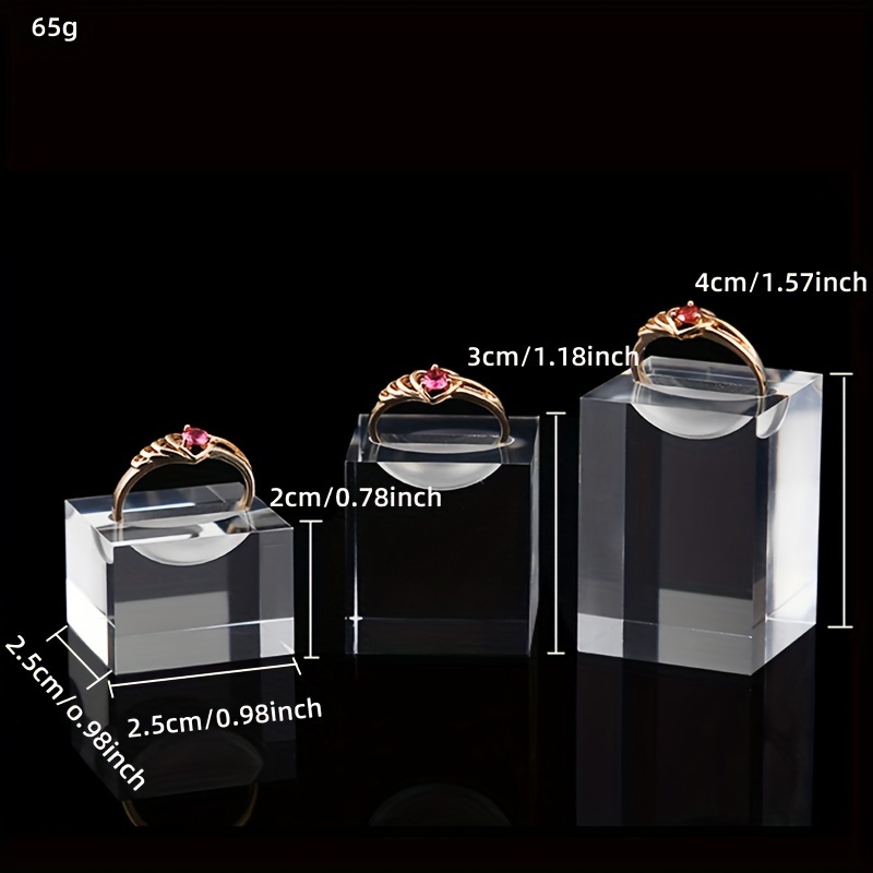 3pcs Transparent Acrylic Jewelry Display Holder, Ring Display Stand For Showcasing, Photo Props
