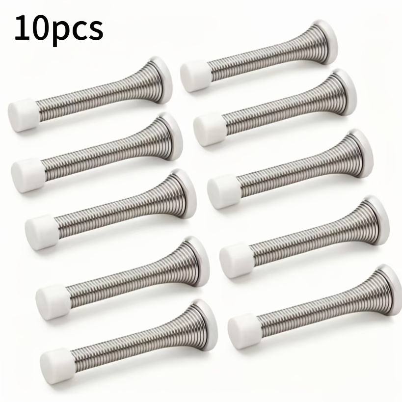 TEMU 10pcs Stainless Steel Lightweight Door Stop, Anti-collision Door Stop, With Rust-proof Screws And Rubber Buffer, Suitable For Bathrooms And