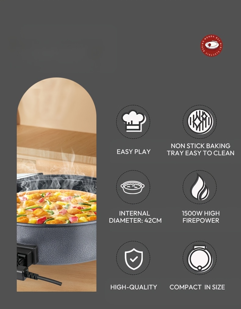 electric hot pot electric   cooking pot frying   oven multi function easy to clean temperature adjustable double tube heating non stick large capacity suitable for pancakes pizza   hot pot etc Product details 5