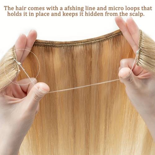 16 22inch real invisible wire hair extensions hidden weft hair extension for women hair golden blonde mixed bleach blonde