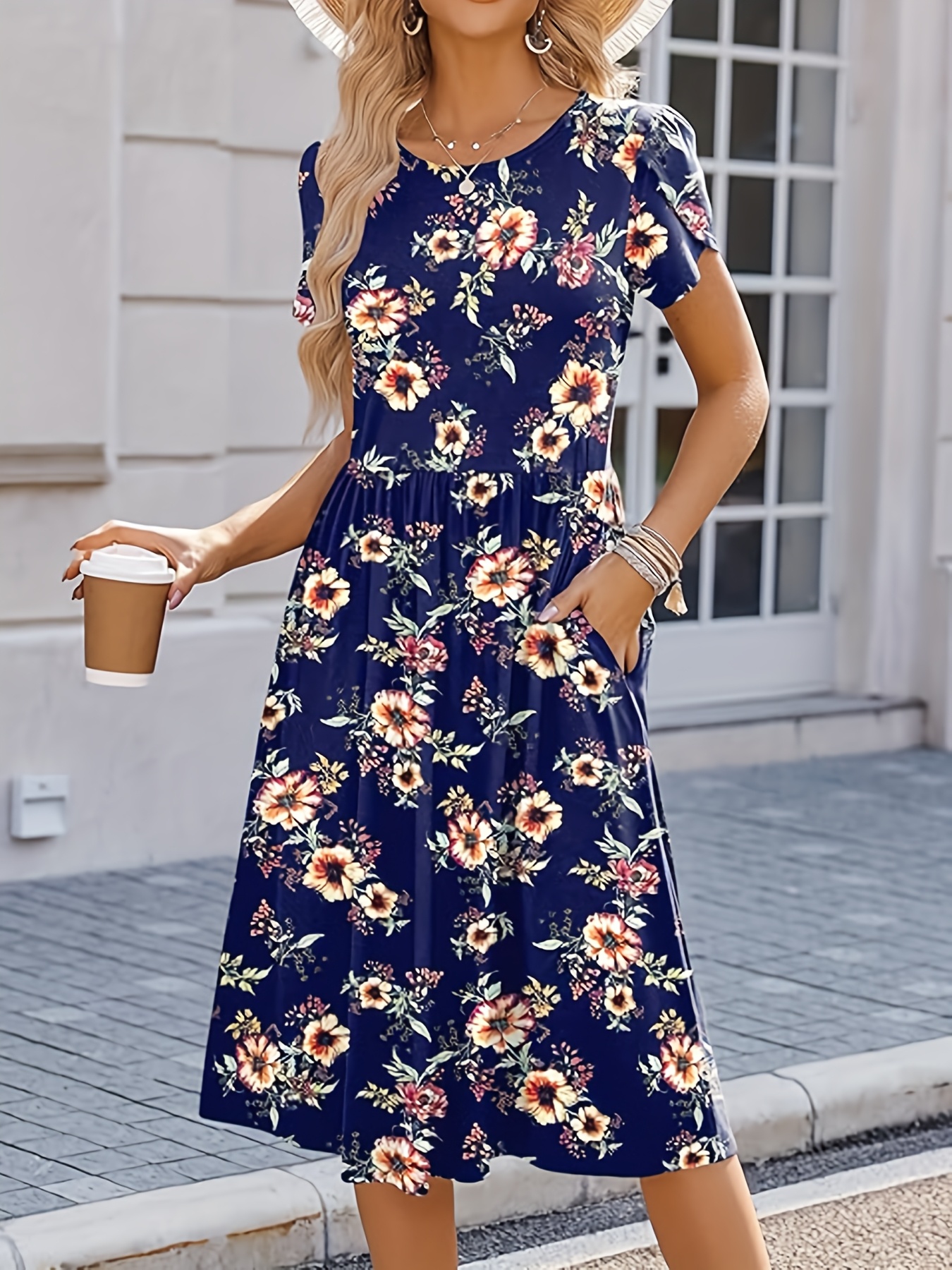 beige dress flowy Beige Flowy Maxi Bohemian Long Sleeve Dress – Golden on Garden main image 1