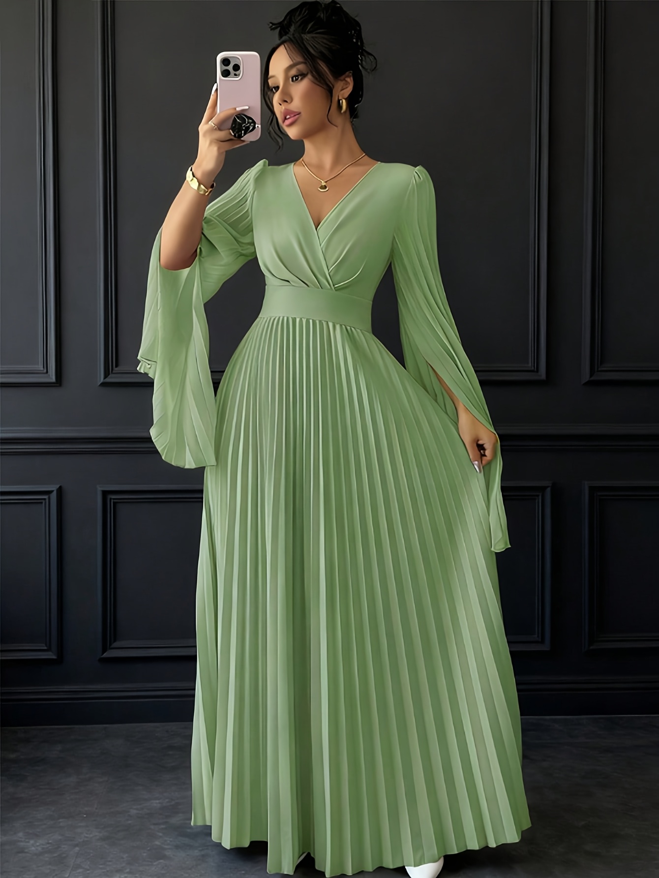 slim fit dress slacks Mini Journey Dress in Light Green main image 0