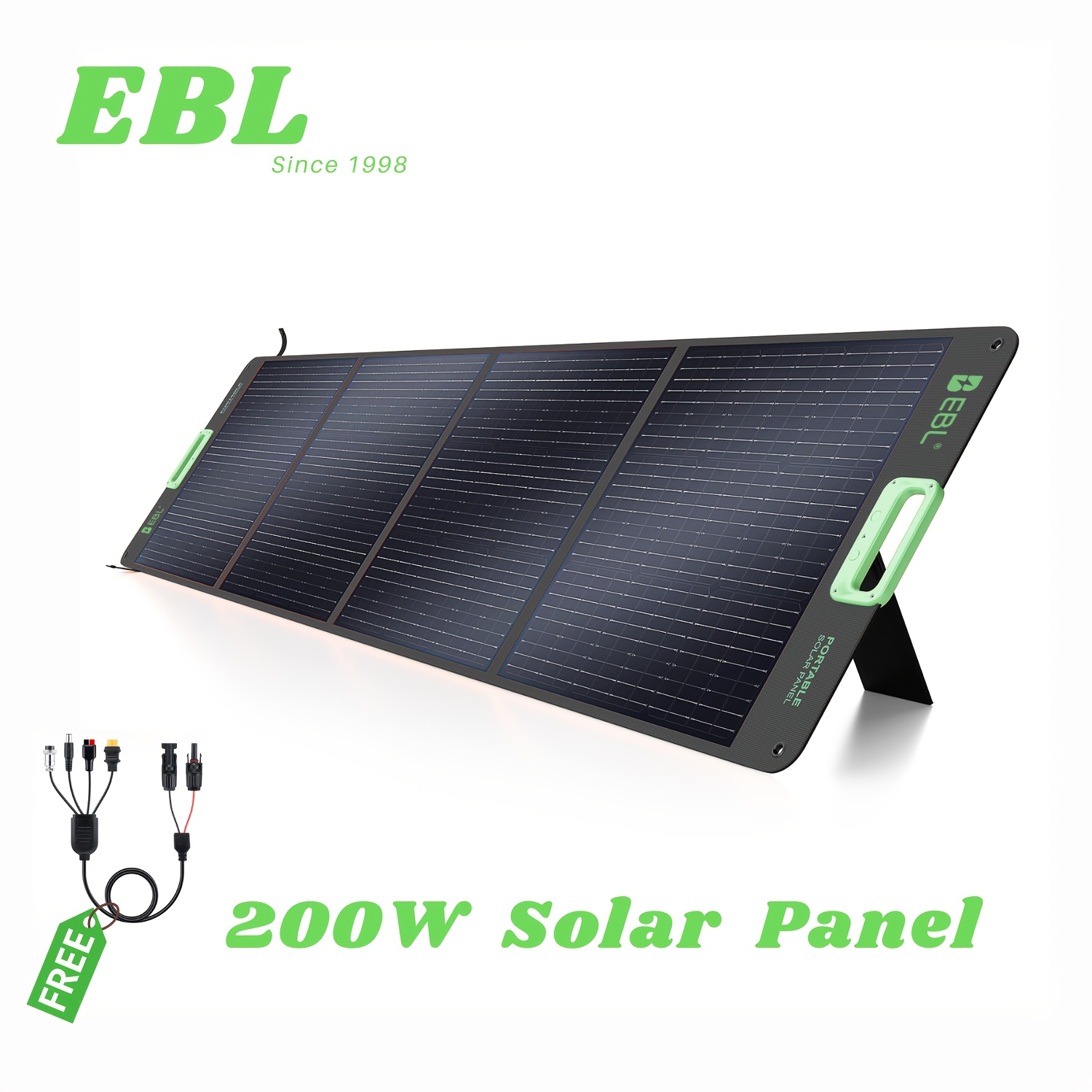 TEMU 200 Watt Portable Solar Panel Compatible For Power Station - Foldable Solar Panel With Mc4 Cable, High-efficiency Single- Pv Cells, 4 &