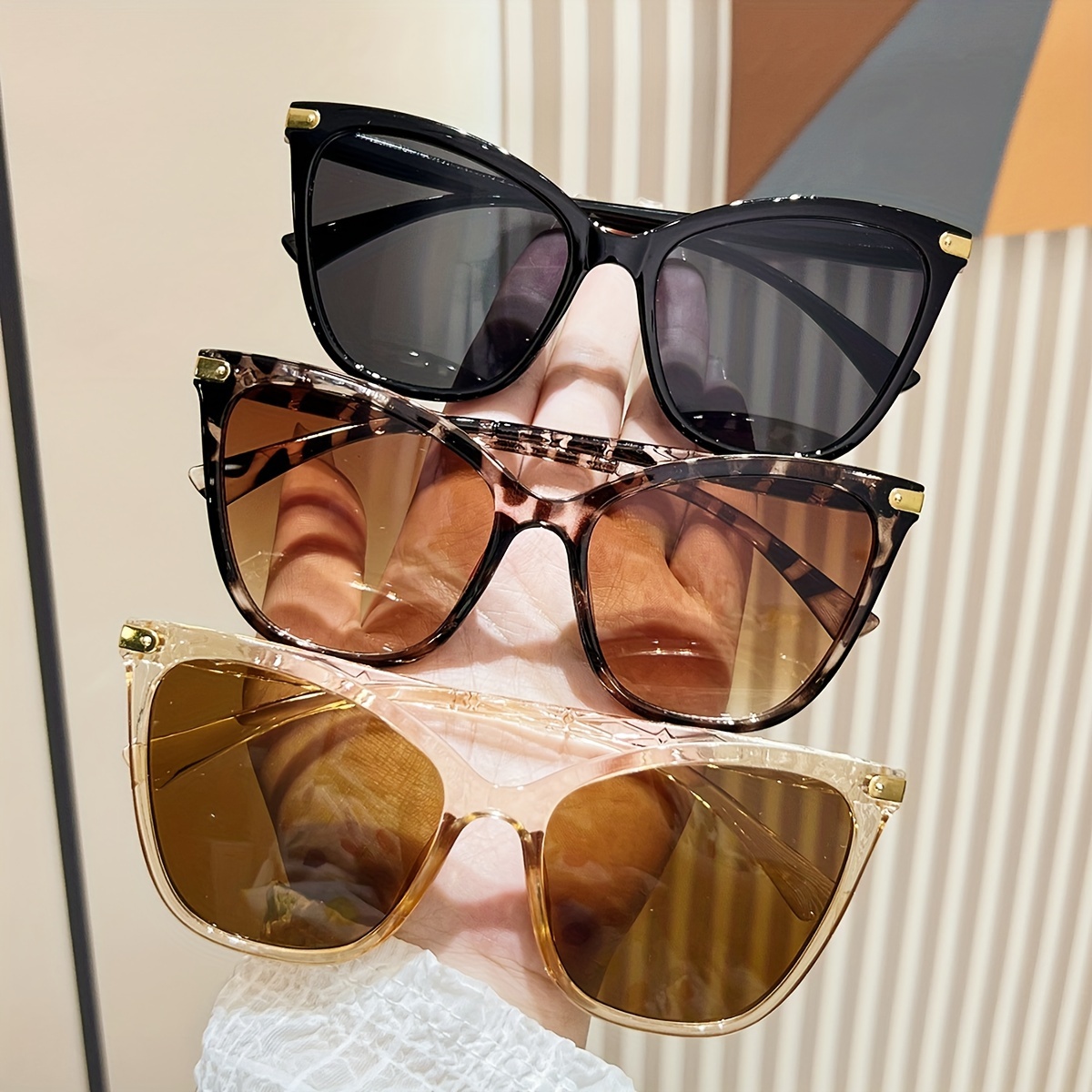 

3 Pcs Fashion Cat Eye Glasses For Women, Vintage Small Frame, Trendy Street Style, Face-flattering, Casual Chic Eyewear