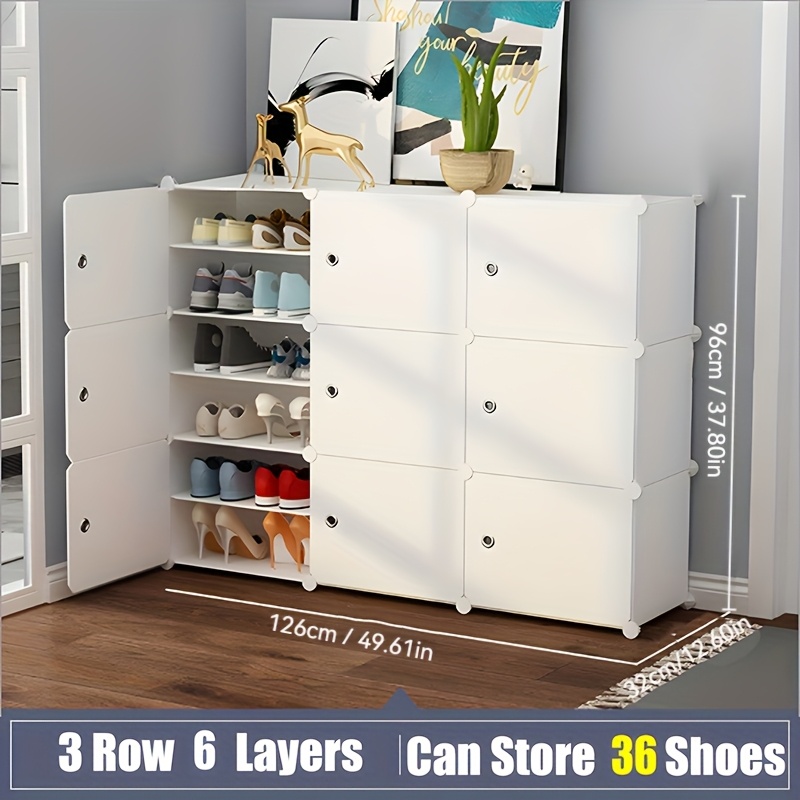 TEMU Large Capacity White Multi Compartment Plastic Shoe Cabinet - Classic Independent Shoe Cabinet Suitable For Storage In Entrances, Living Rooms,