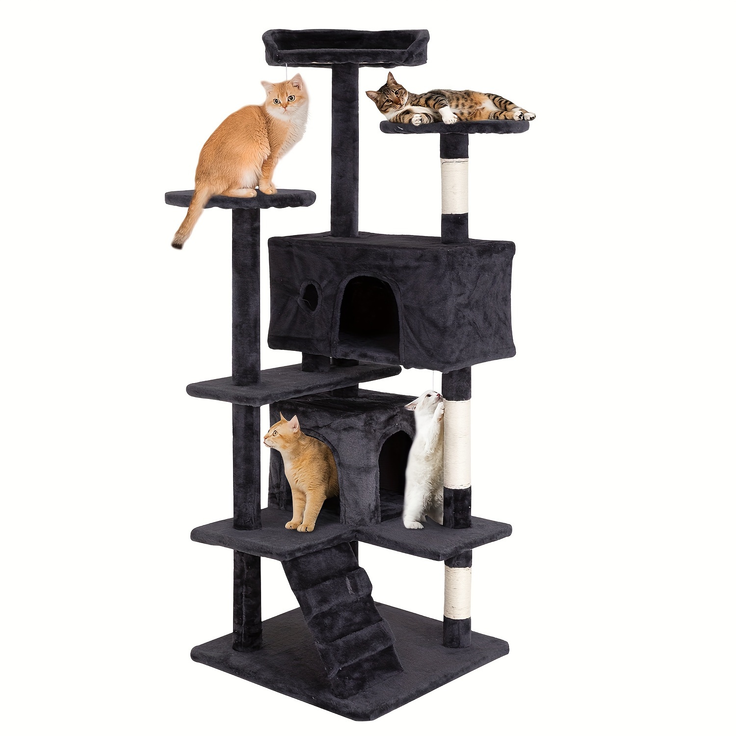 

Dopinmin 54in Cat Tree Tower For Indoor Cats, Multi-level Furniture Activity Center With Scratching Posts Stand House Condo Funny Toys Kittens House, Dark Gray