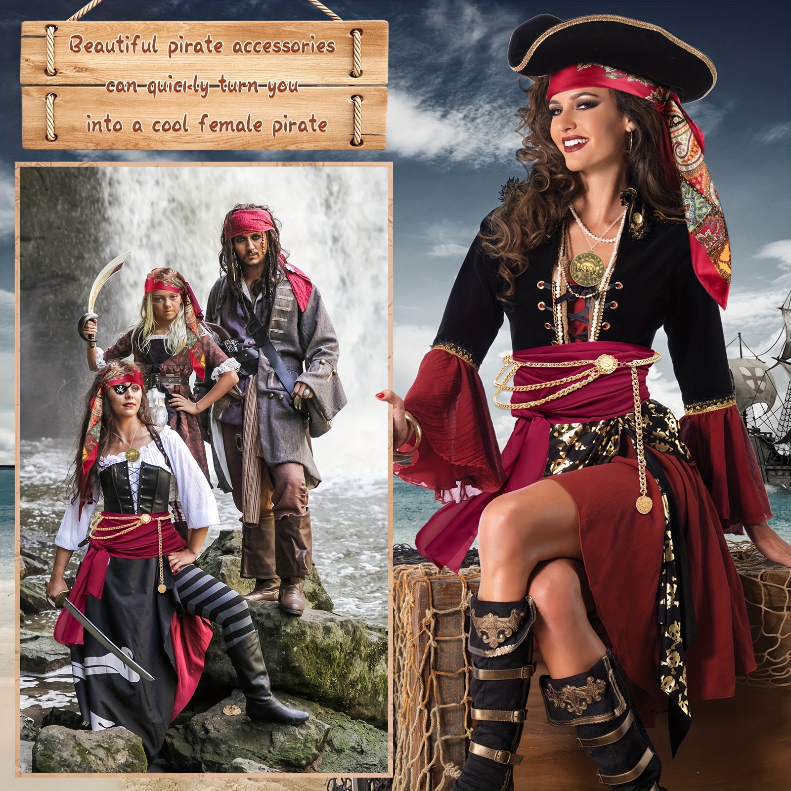10pcs medieval pirate costume accessories set captain role Temu