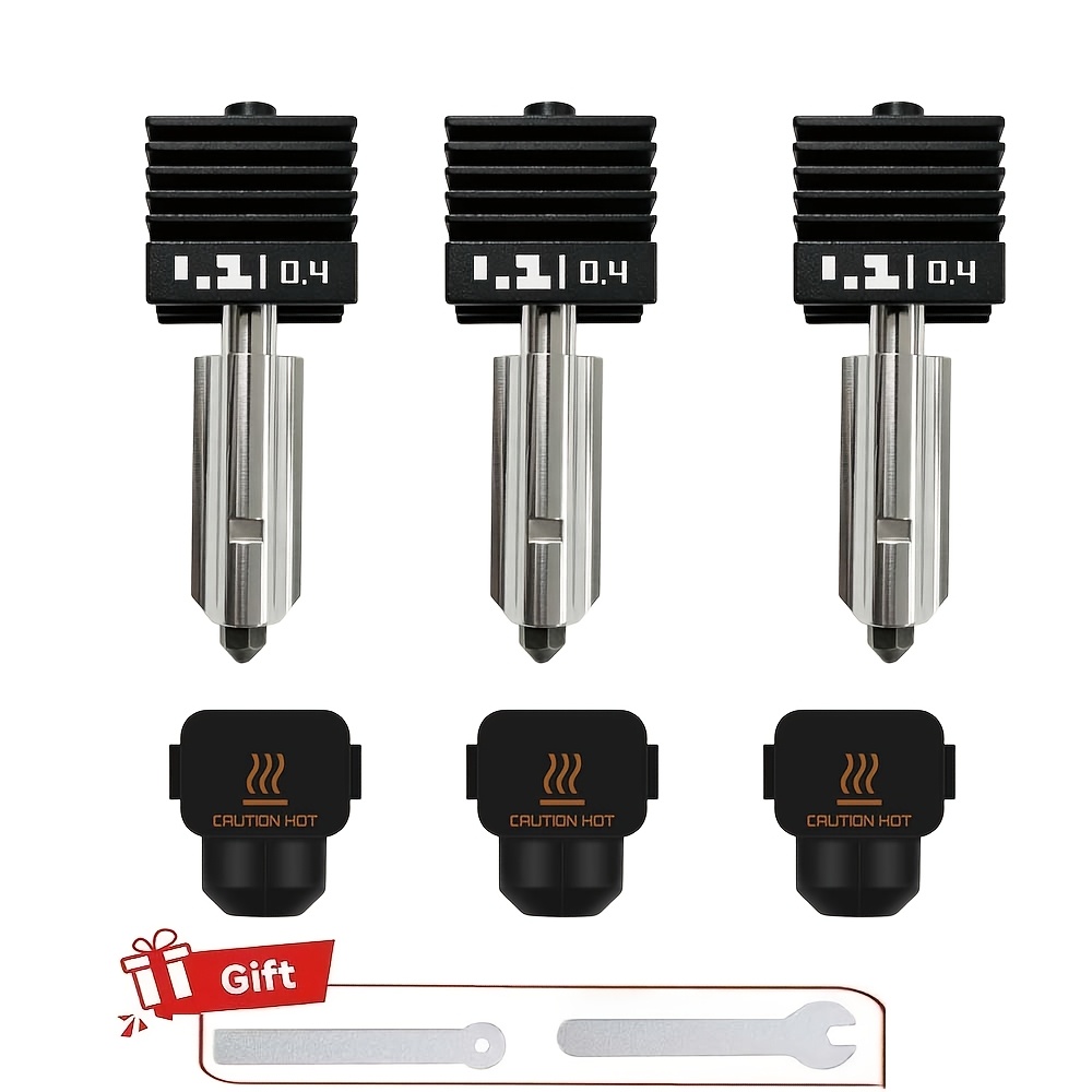 TEMU 3d Printer Additions, 3pcs Standard Flow Hotend, For H2d/h2s/h2d Laser/a1/a1min, 0.2 0.4 0.6 0.8mm Removable Hardened Nozzles, Anti-clogging And