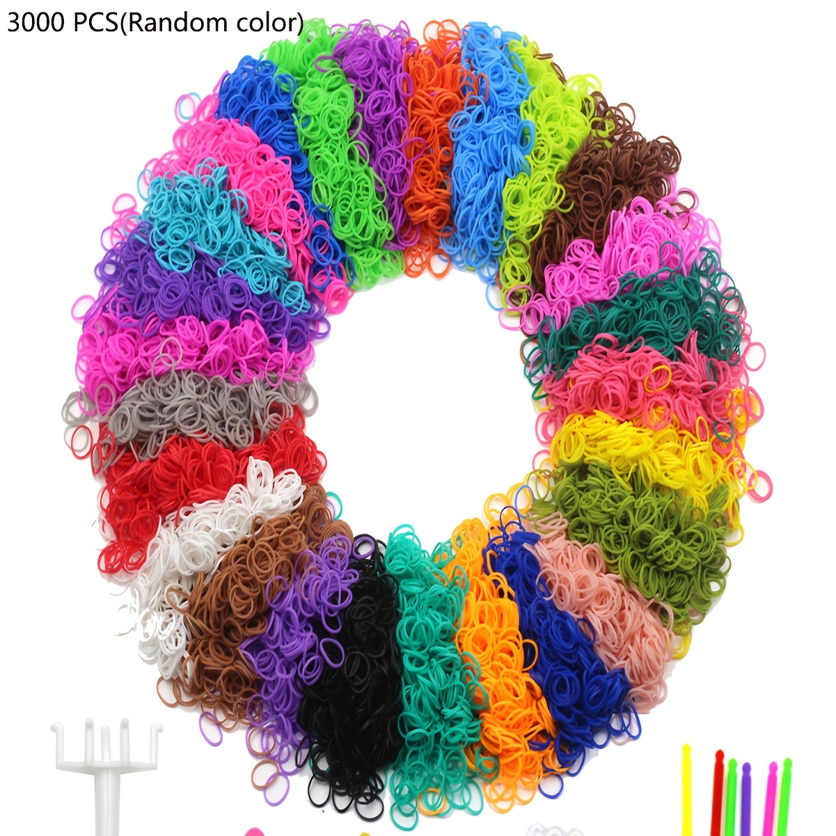 E-shop 3000 Stück Gummiband Armband Nachfüllset, Sortiertes Farb Gummiband Armband Bastelset für Geschenke