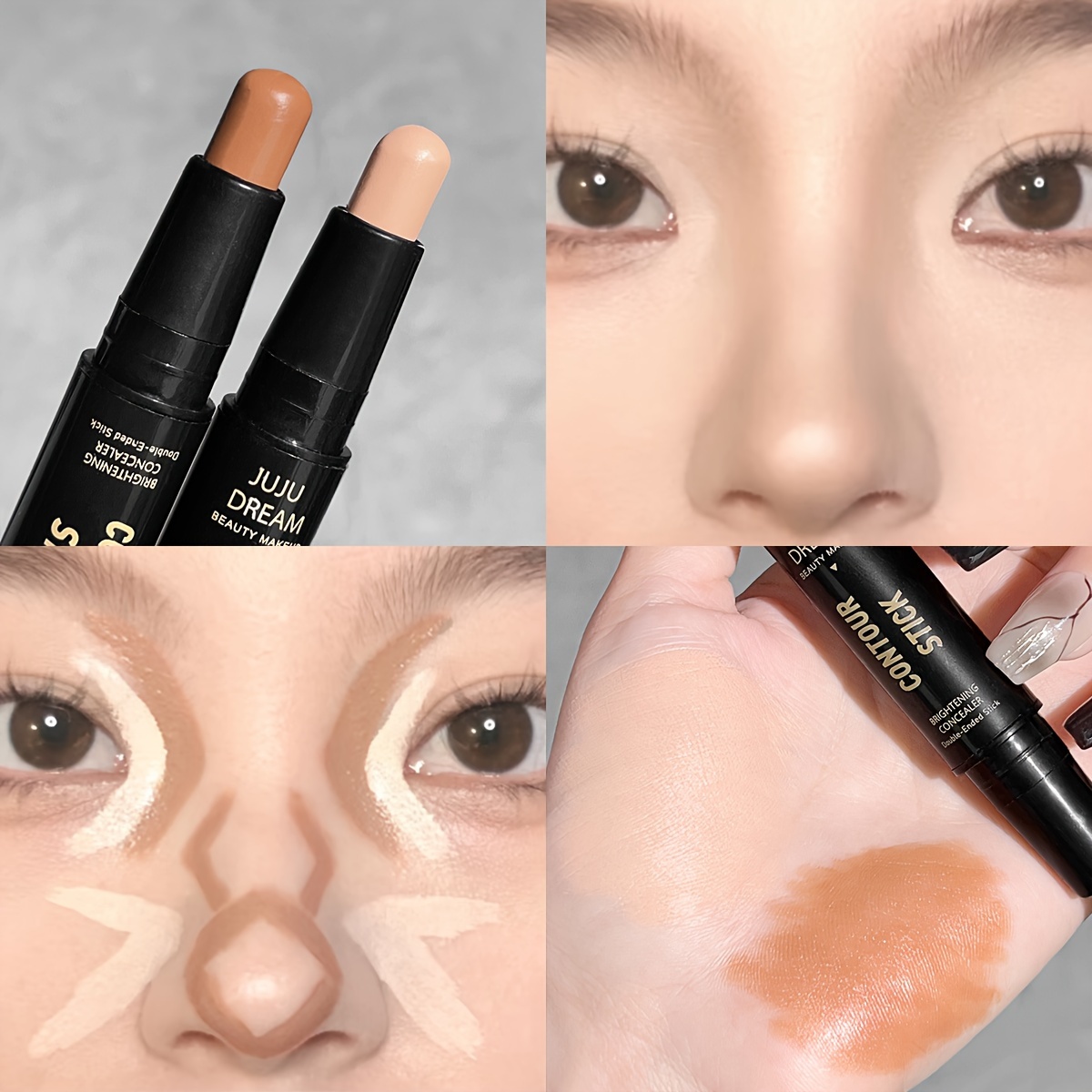 Image of Dual-end Contour And Concealer Pen - Multi-use Matte Contour Stick, Highlighter Pen, Waterproof And Sweatproof, Contoured Nose V-shaped Face High Nose Bridge Makeup