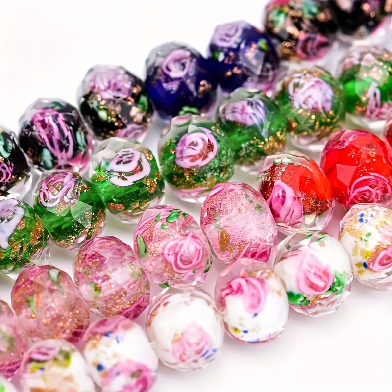 

Bohemian Style Glass Beads, 10pcs Mixed Floral Lampwork, Assorted Colors Random, For Jewelry Making, Necklace, Bracelet Crafting, Decorative Crystal Seed Beads With Detail