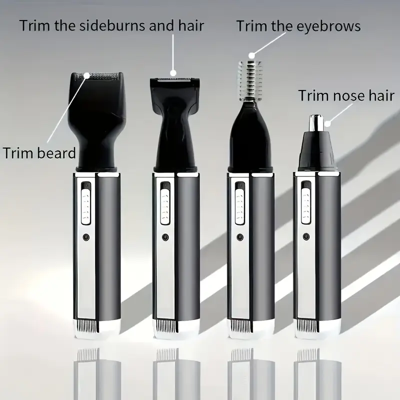 4 in 1 mens grooming kit with nose ear eyebrow and mustache trimmer rechargeable multi purpose hair removal eyebrow shaper mustache styler personal electric shaver usb charging durable easy clean gifts for men fathers day gift Product details 1