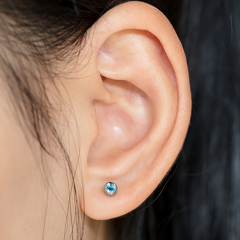 12 Pairs Birthstone Stud Earrings, Synthetic Zirconia