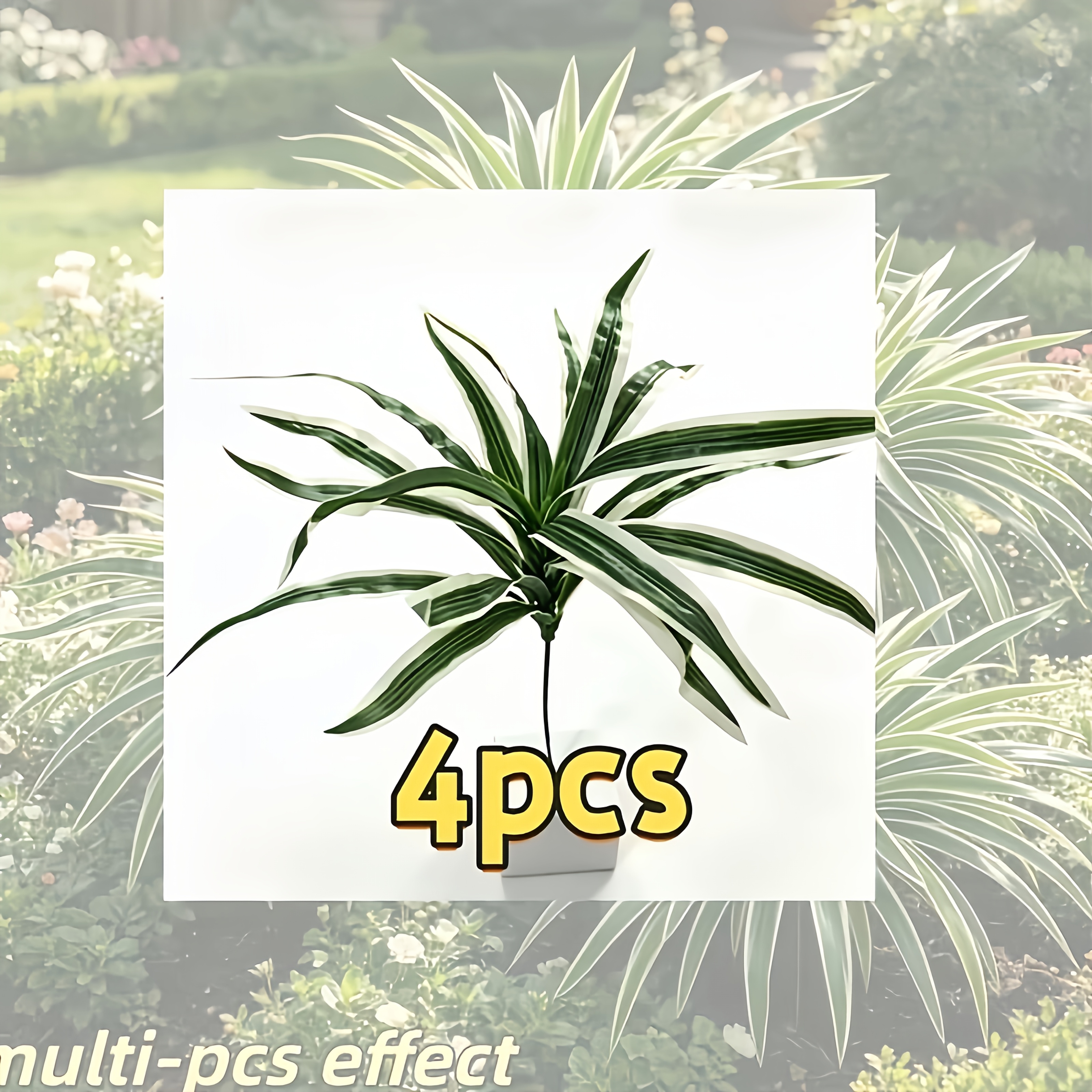 TEMU Set Of 4 Outdoor Artificial Agave Clusters With Golden Edges, Featuring , Spreading Leaves With Distinct White- And A Full, Fluffy Plant Form.