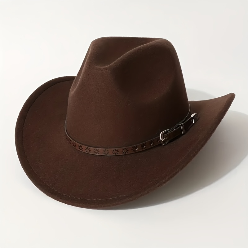 TEMU Women's Western Cowboy Hat, Wide Brim Formal And Casual, Lightweight With Adjustable Strap, Brown, For Weddings