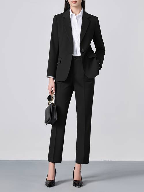 damespakset met enkele in , elegante zakelijke professionele outfit voor woon-werkverkeer, veelzijdige en verfijnde eenvoudige en broek 2-delige set