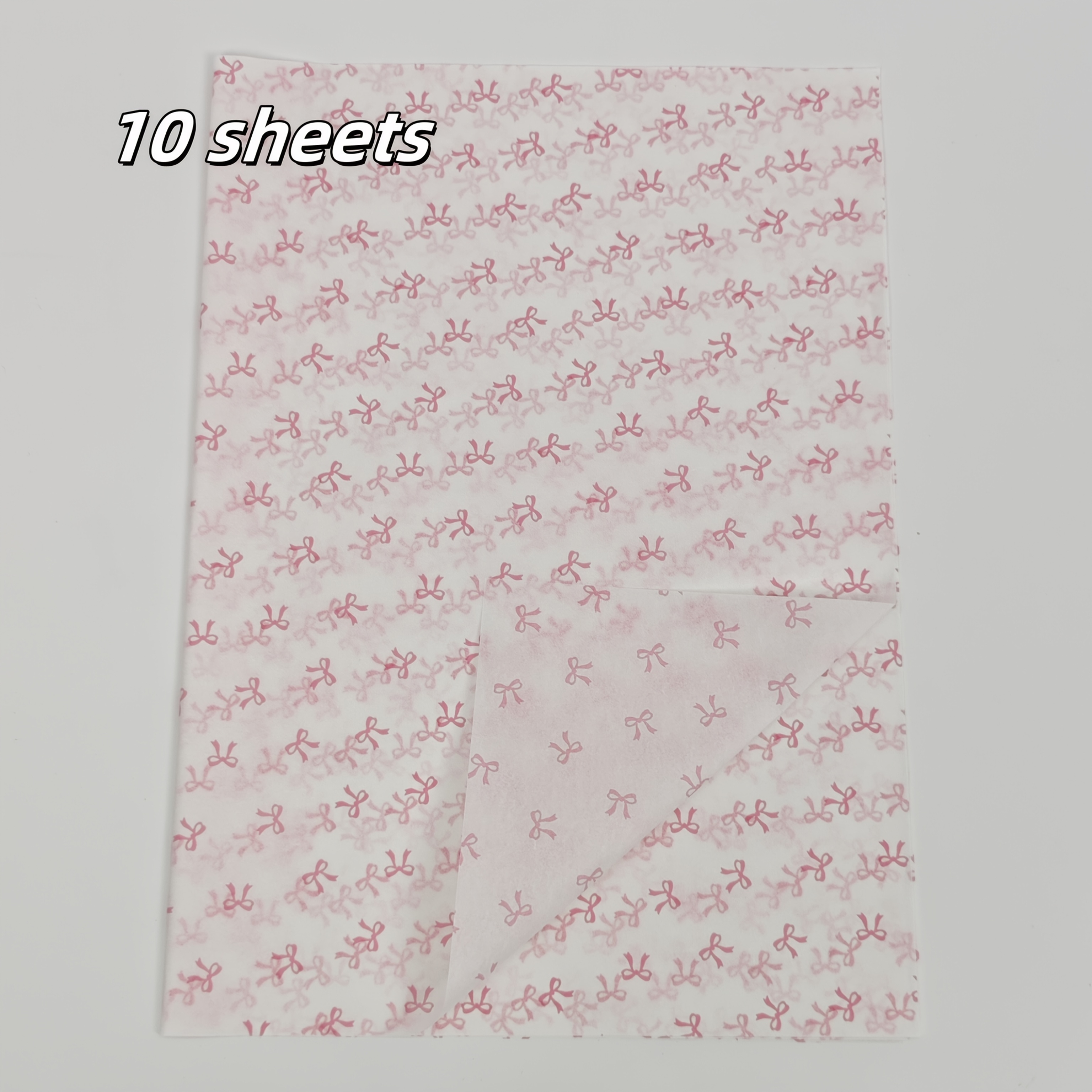TEMU 10/50 Sheets, Pink Bow Pattern Gift Packaging Tissue, Decorative Thin Paper, Suitable For Gift Decoration, Bouquet Packaging, Gift Box Liner
