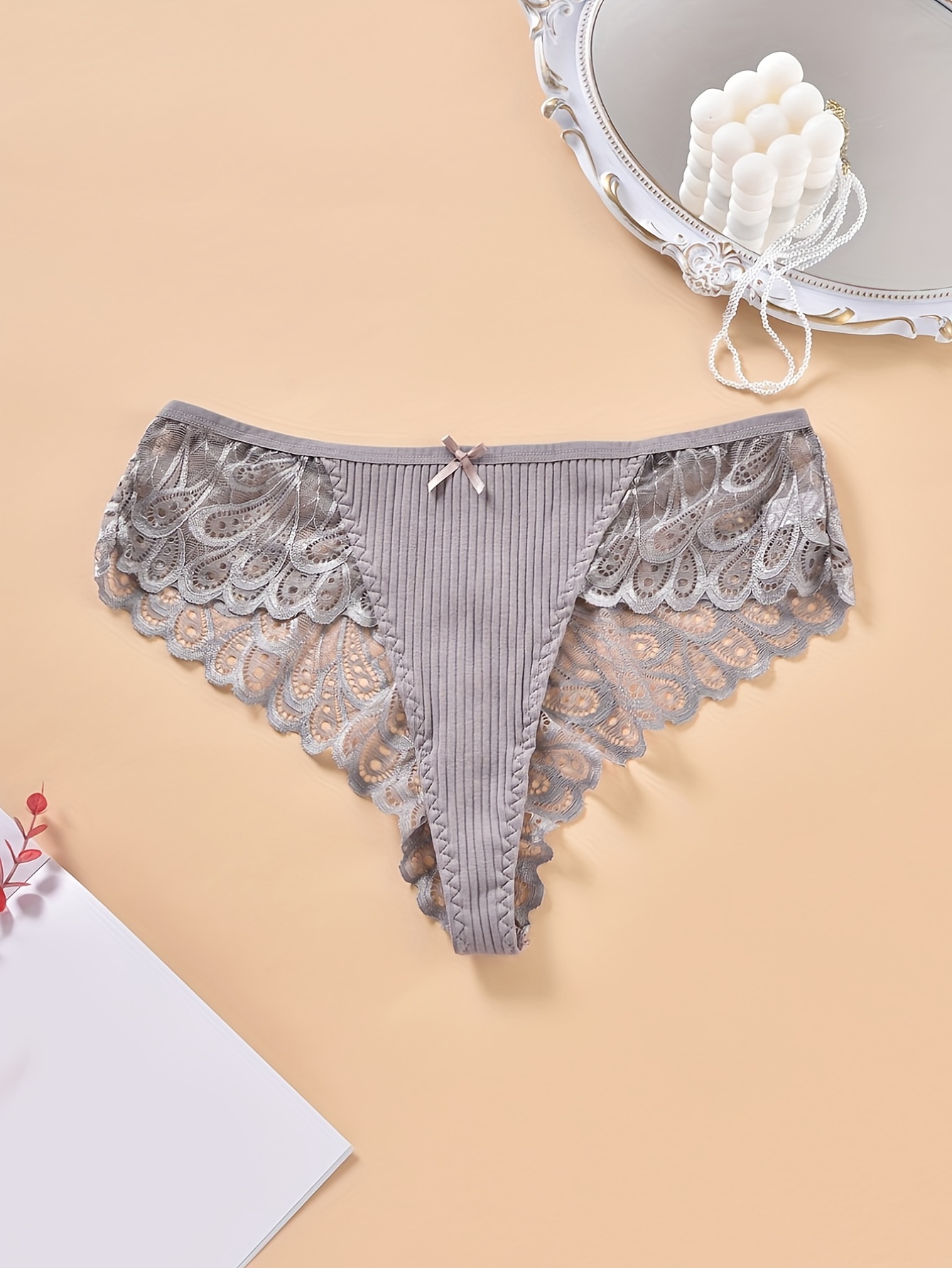 Plus Size Elegant Panties Set Women's Plus Ribbed Contrast - Temu Canada