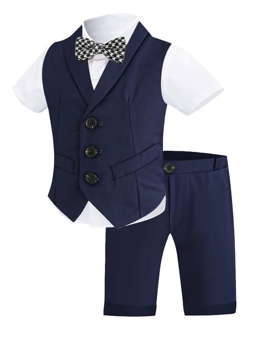 boys suit spring and autumn new model vest pants bow tie suit stylish elegant piano speech dress for weddings flower boy outfit formal occasion wear white shirt not included