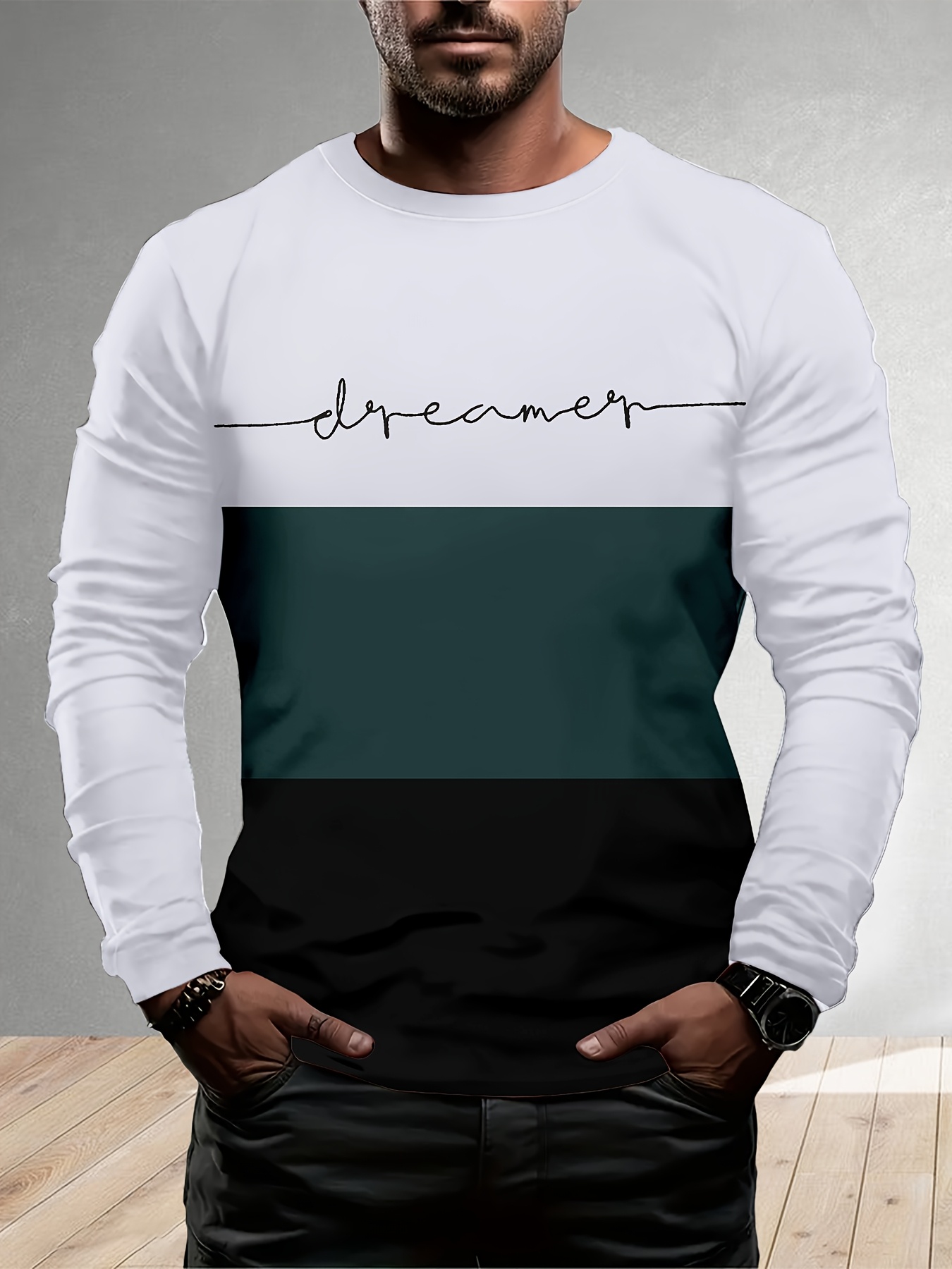 camiseta larga hombre estampado 3d colores Temu Uruguay