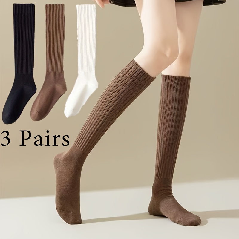 Image of [3 Pairs/] Winter Thick Knee High Socks, Warm Over The Calf Socks, Non-slip Boot Socks, Women's Gift Set