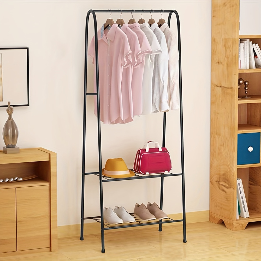 

Freestanding Metal Clothes Rack With Shoe Shelf, Stable Design, Hanging Organizer For Home And Retail Use - Black, 59.5 X X 160cm, Shoe Storage Organizer