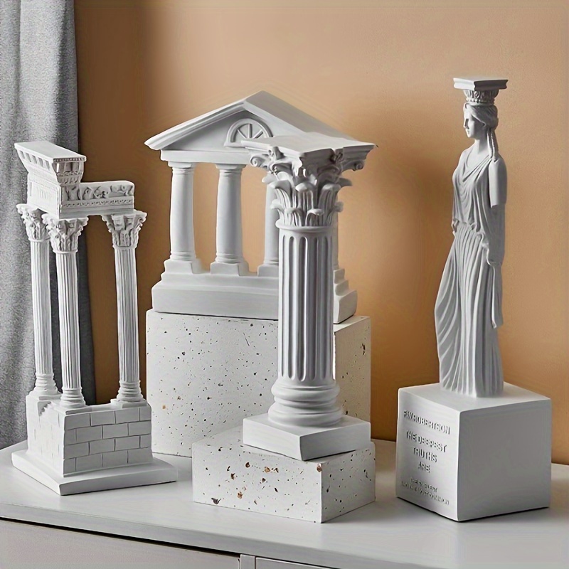 リビングルーム 寝室 本棚の装飾用に 樹脂製のローマ柱装飾 ヨーロッパの建築的な人物像と人々の像 古代ローマ神殿の像のミ - Temu Japan