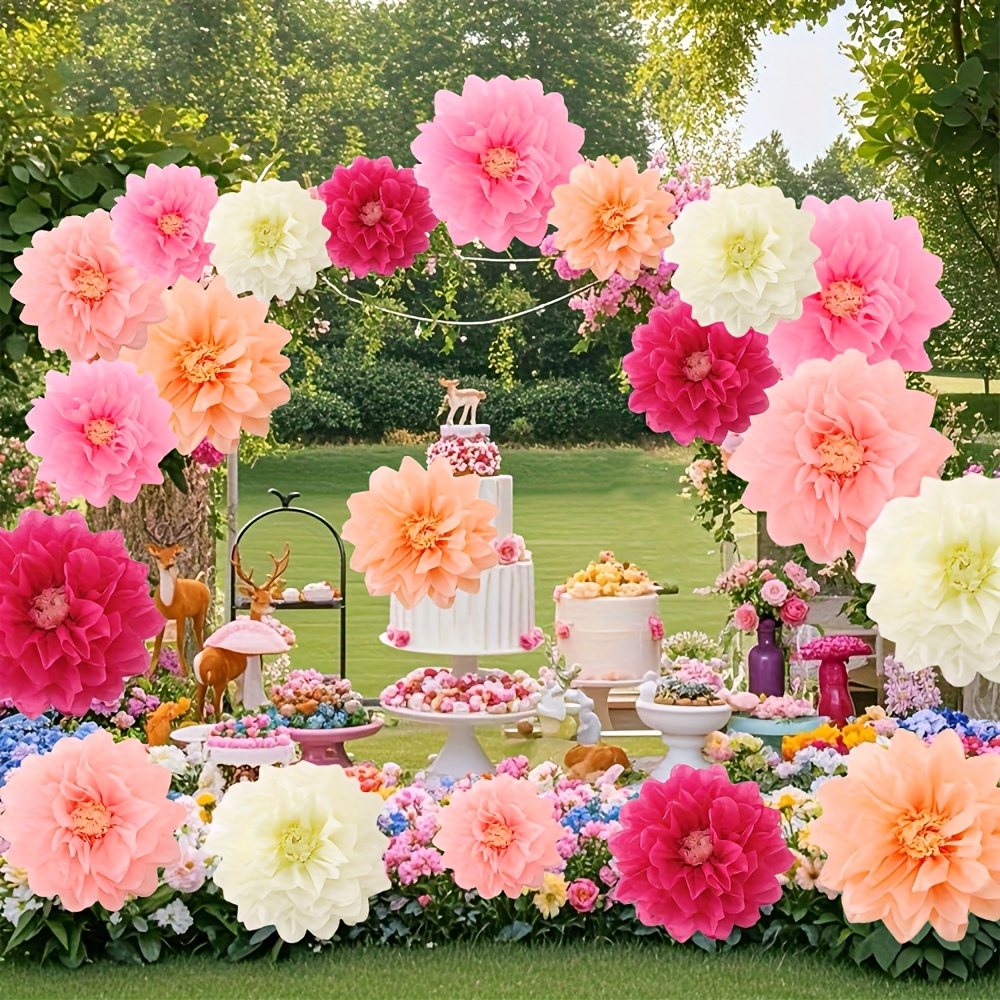 E-shop Set mit 20 rosa und mehrfarbigen Papierblumen-Ornamenten - Premium Papier-Blumenkugeln, geeignet für Hochzeiten, Geburtstage, Babypartys, Ostern