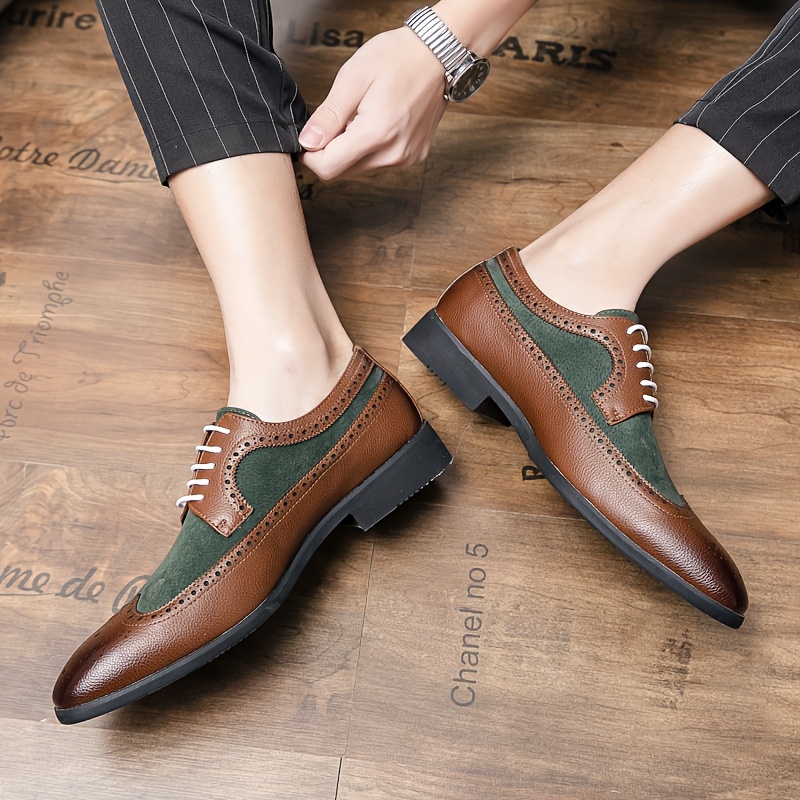 Men s Business Casual Dress Shoes - Sleek Lace-Up with Non-Slip Sole details 0