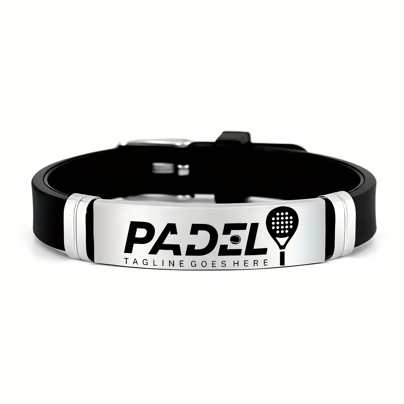 TEMU Braccialetto a tema tennis per paddle tennis - Con design raccetta da tennis, realizzato in acciaio inossidabile 202 202 e silicone, per