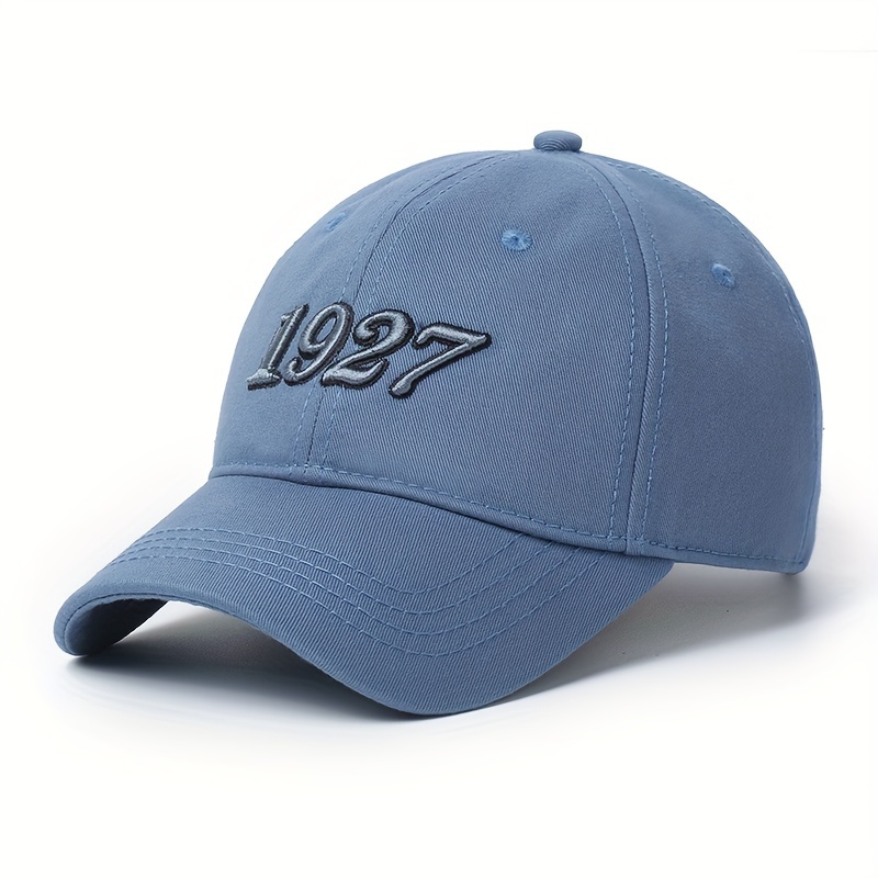 1927 embroidery cotton baseball cap   alphabet patterned   cotton lightweight outdoor sun protection hat denim blue -1