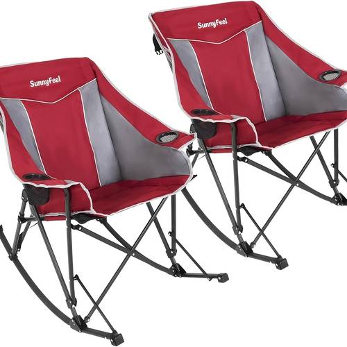 oversized folding fully padded patio chair black portable outdoor rocker high back portable lawn recliner with side rocker chairs heavy duty 500 lbs