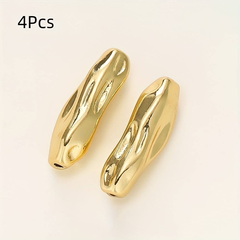TEMU 4pcs Perline in Ottone Oro 14K/18K, Perline Lunghe Irregolari, Perline Spaziatrici per Creazione di Bracciali e Collane, Materiali per Gioielli