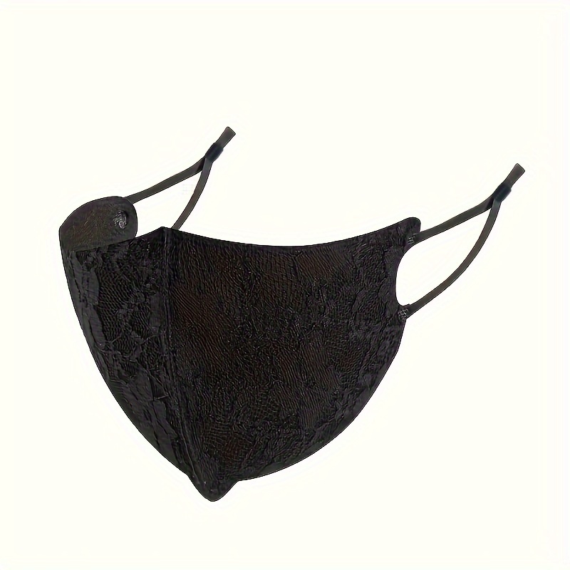 Thin Breathable Lace Face Mask Solid Color Casual Neck - Temu