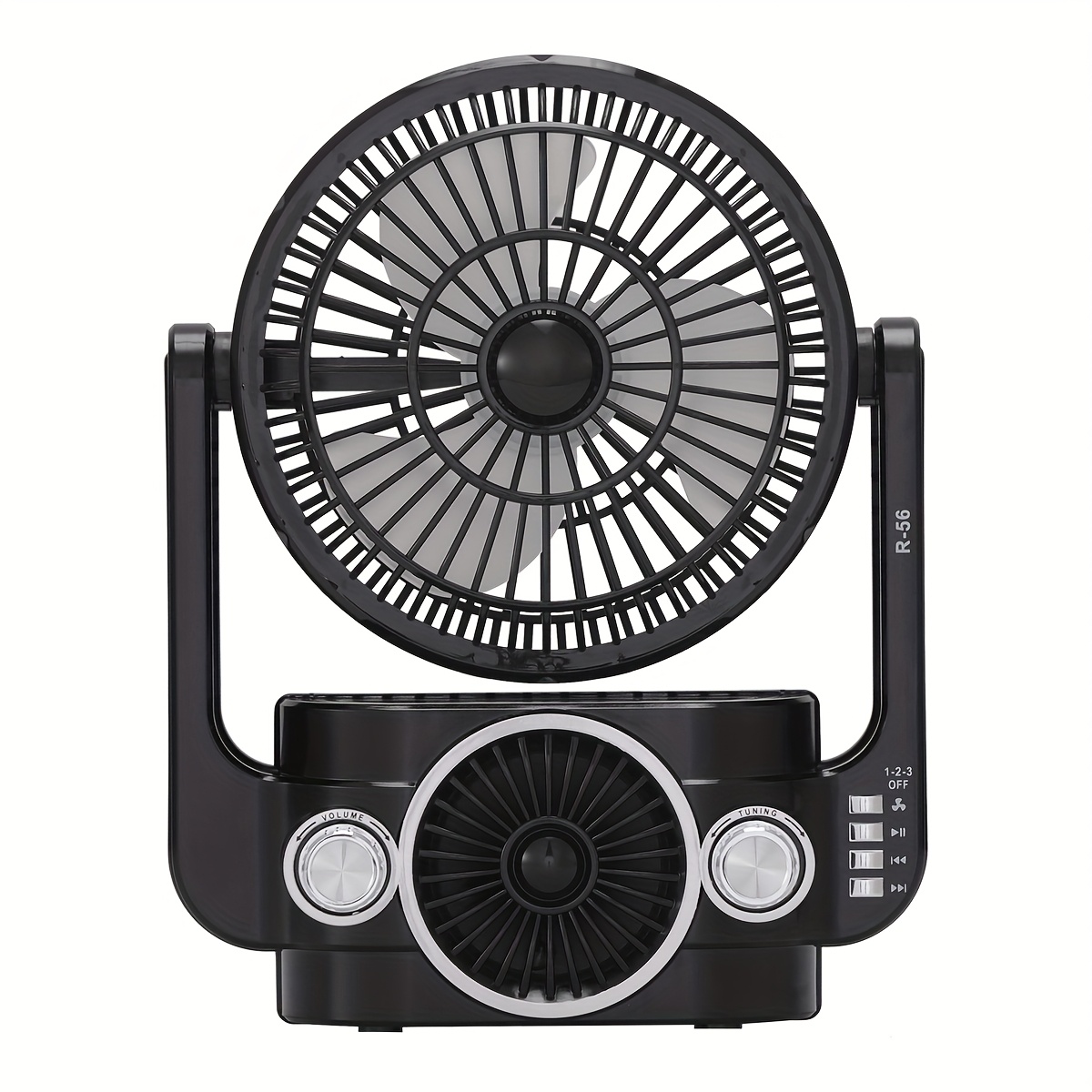 TEMU Portable Wireless Speaker, Rechargeable Camping Fan - , Am/fm/sw Tuner, Mp3 , Rotatable, Usb Rechargeable Compact, Lightweight, -one Gear For