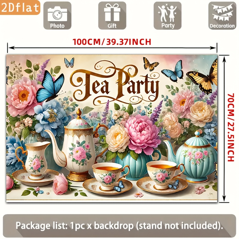 TEMU 2d Flat - 2d Flat - 2d Flat Banner, 1pc For Party Banners Polyester Backdrop, Happy Birthday. Beautiful Patterns, Balloons, Flags, Gift Boxes,