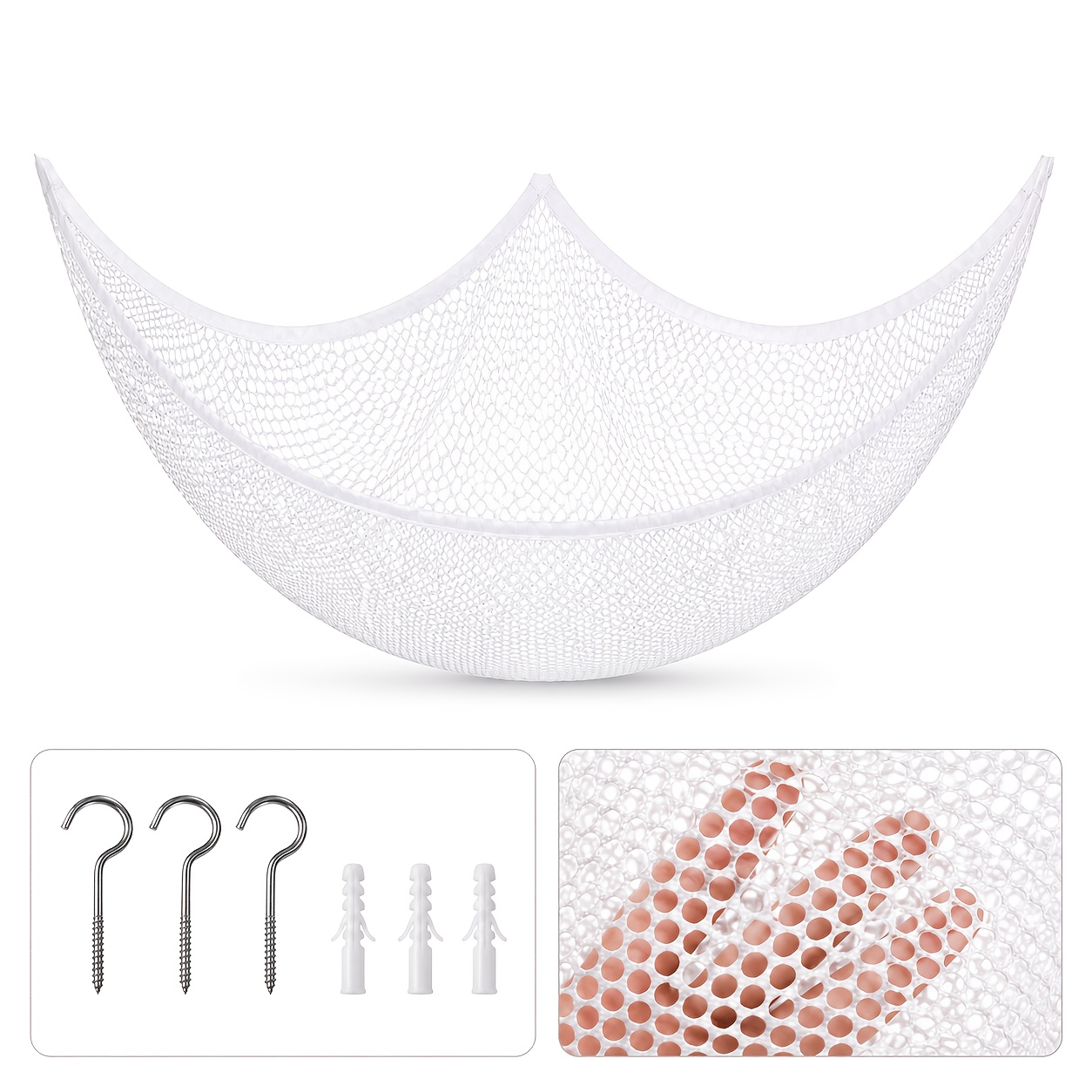 TEMU 1/2-pack Corner Wall Mounted Plush Storage Net, Durable Mesh Plush Display Rack For Bedroom, Living Room, Bathroom And More. Suitable For