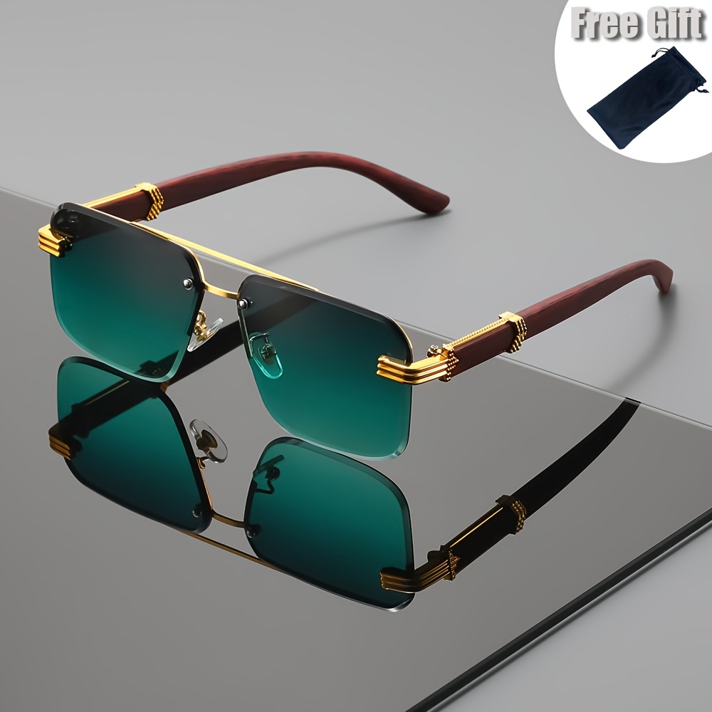 Fashion Semi-rimmed Men's Sunglasses, Unisex Style, Uv400, Trendy Item, Anti-grain Print Frame, Suitable For Commuting, Driving, Travel, Fishing, Daily Use, Golf, With Eyeglass Case