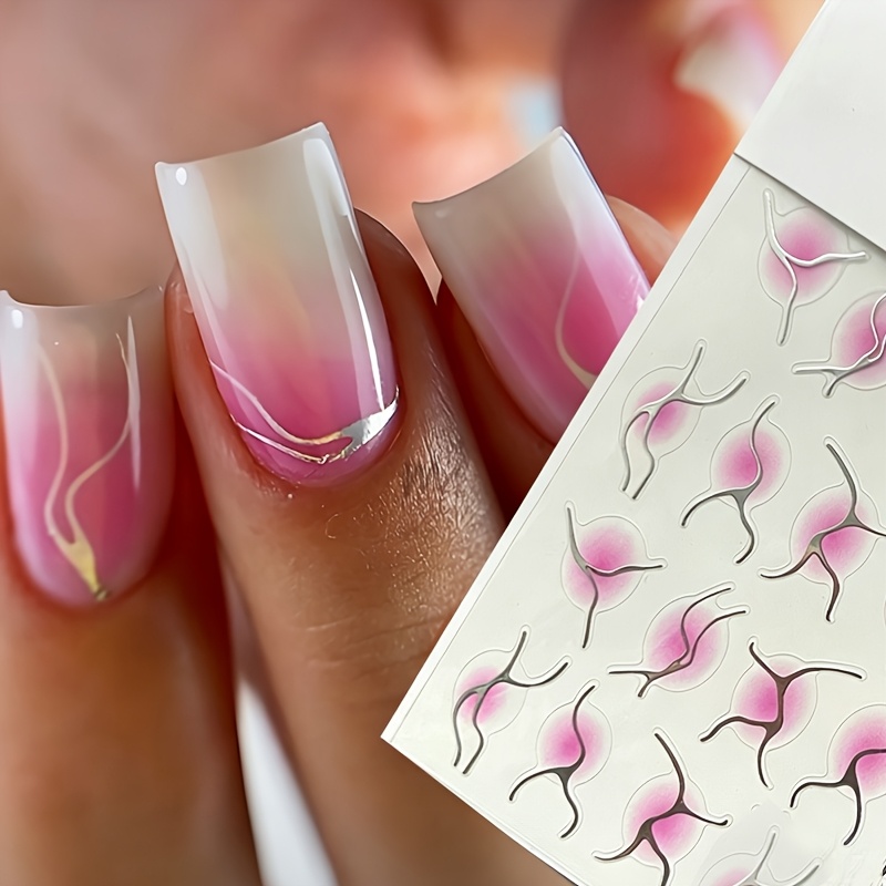 New Gradient Color French Stickers With Nail Art Easy Striped Nails With 3d Adhesive Nail Decoration