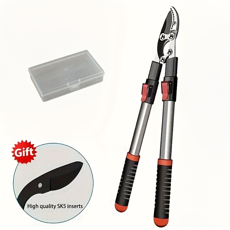 Set Of 3 - Includes Heavy-duty Telescopic Pruning Shears, Replacement , And A Storage Box, Featuring Adjustable Length (telescopic Mechanism), Sk5 Sharp , Lightweight Aluminum Alloy Construction
